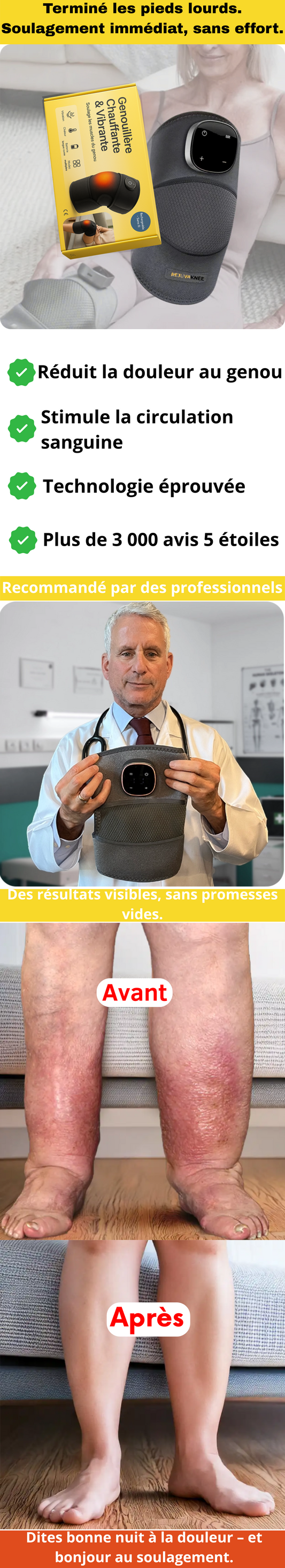 Appareil de massage du genou avec chauffage et vibration