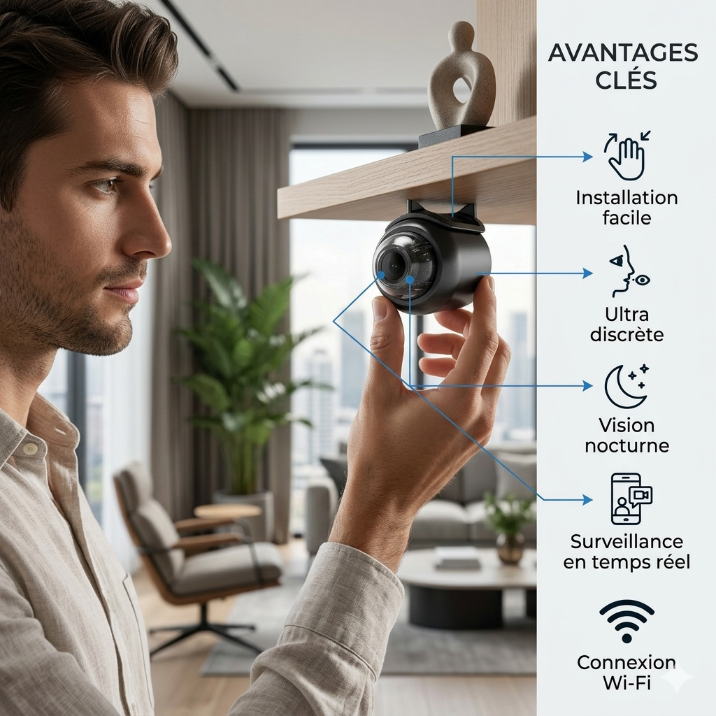 Caméra de sécurité intérieure WiFi X5 HD 1080P- AVEC MICRO POUR SAVOIR CE QUI SE PASSE EN VOTRE ABSENCE